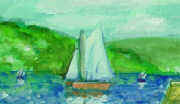 Water Colour of Boats in a Cornish Bay